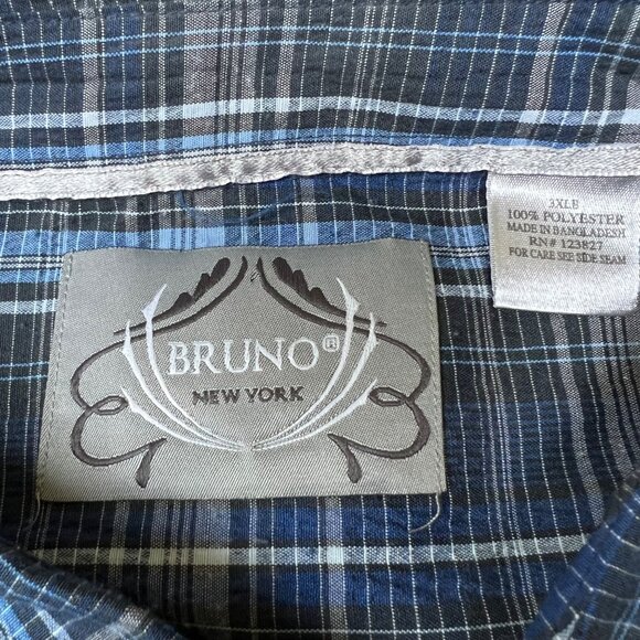 Bruno New York Men's Blue Plaid Button-Down Long Sleeve Shirt Size XL NWT - Picture 7 of 9